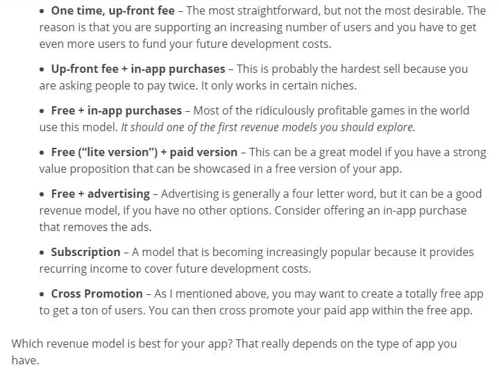 revenue models for apps