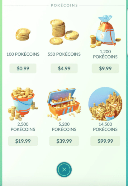 pokemon go in app purchase